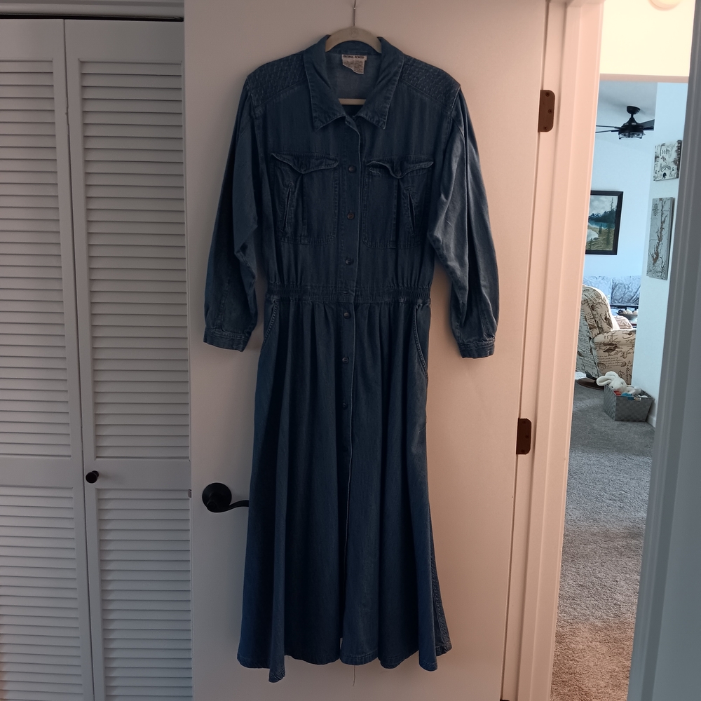 Vintage Long Sleeve Denim Dress